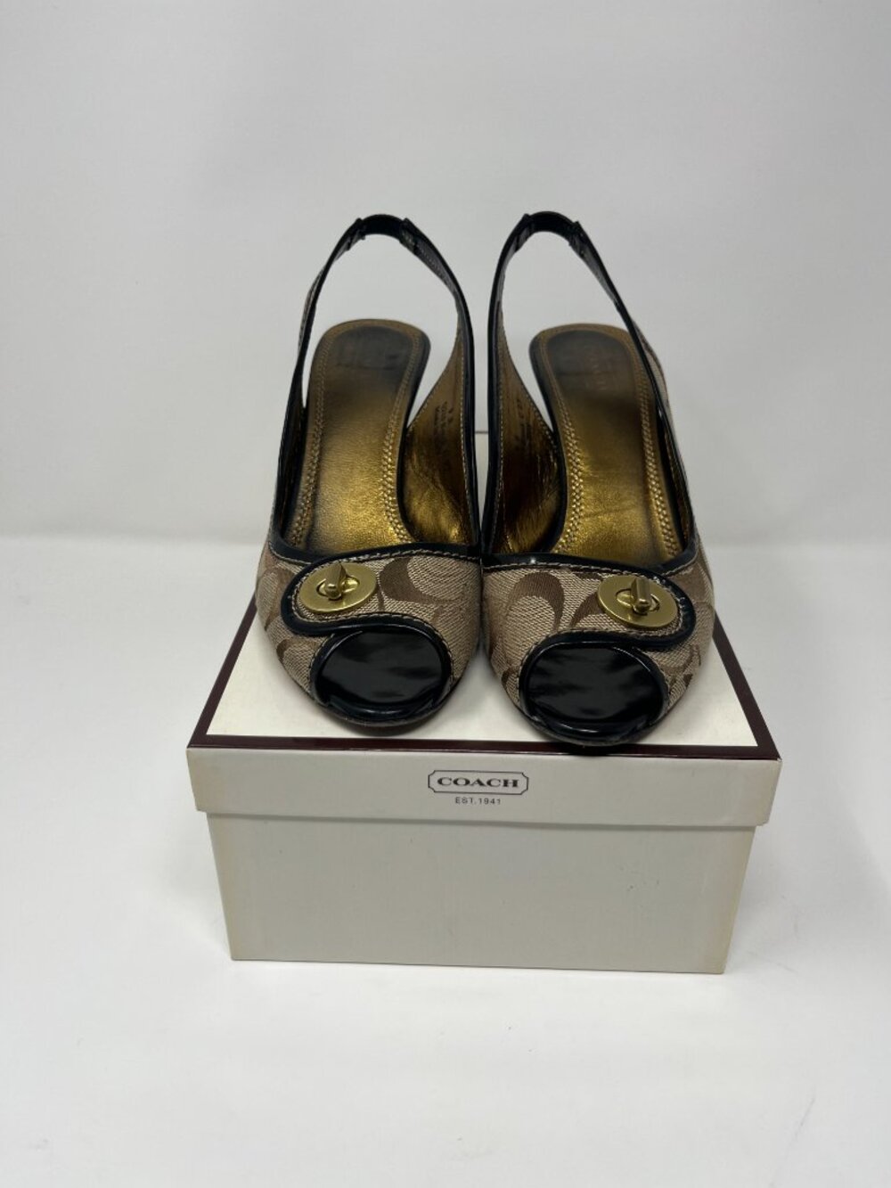 Vintage Coach Brook Signature Slingback Heels - Size 9 M - Picture 4 of 12